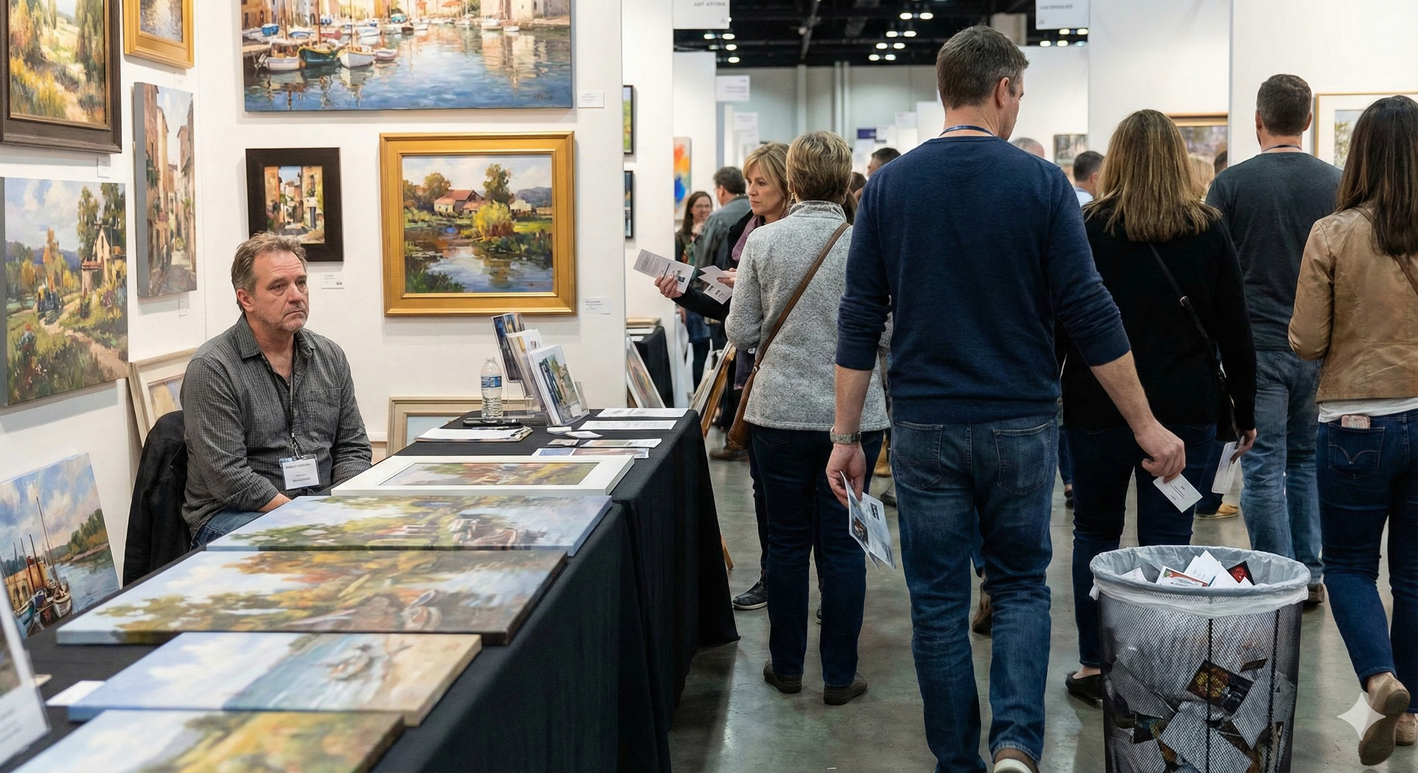 Artiste attendant sur son stand vide